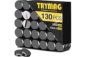 TRYMAG Small Magnets for Crafts with Adhesive Backing, 130-Piece