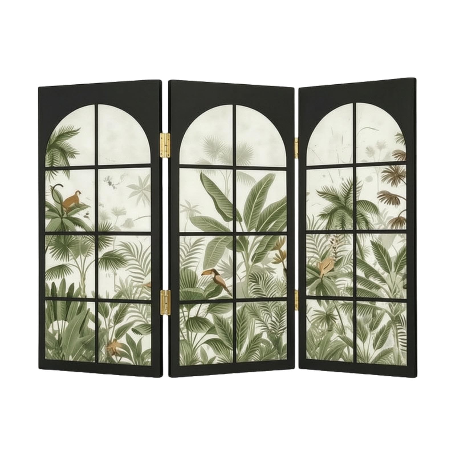 Three-Section Desktop Screen Tropical Tabletop Folding Screen Arched Tabletop Panel Divider for Console Table, Cabinet 30x20cm Tropical B-image-17