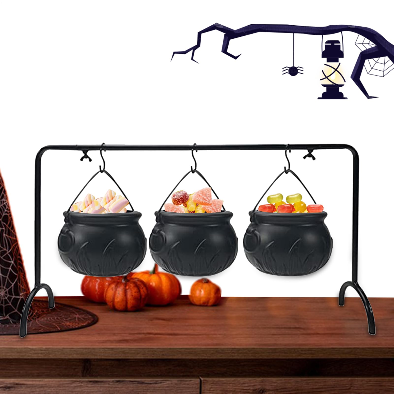 Halloween Cauldron Bowl - Cauldron Pot Small | Candy Servers 3, Black Pots Candy Bowl Halloween Decor, Party Decorations Supplies