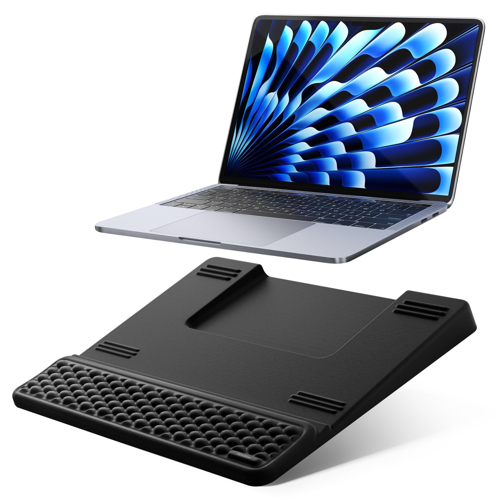 VAYDEER Handgelenkauflage für Laptop, Ergonomischer Laptopständer mit Memory Foam, Notebookständer mit Belüftung, Tastatur Handgelenkstütze, Passend für 13-16 Zoll Laptops, Schwarz