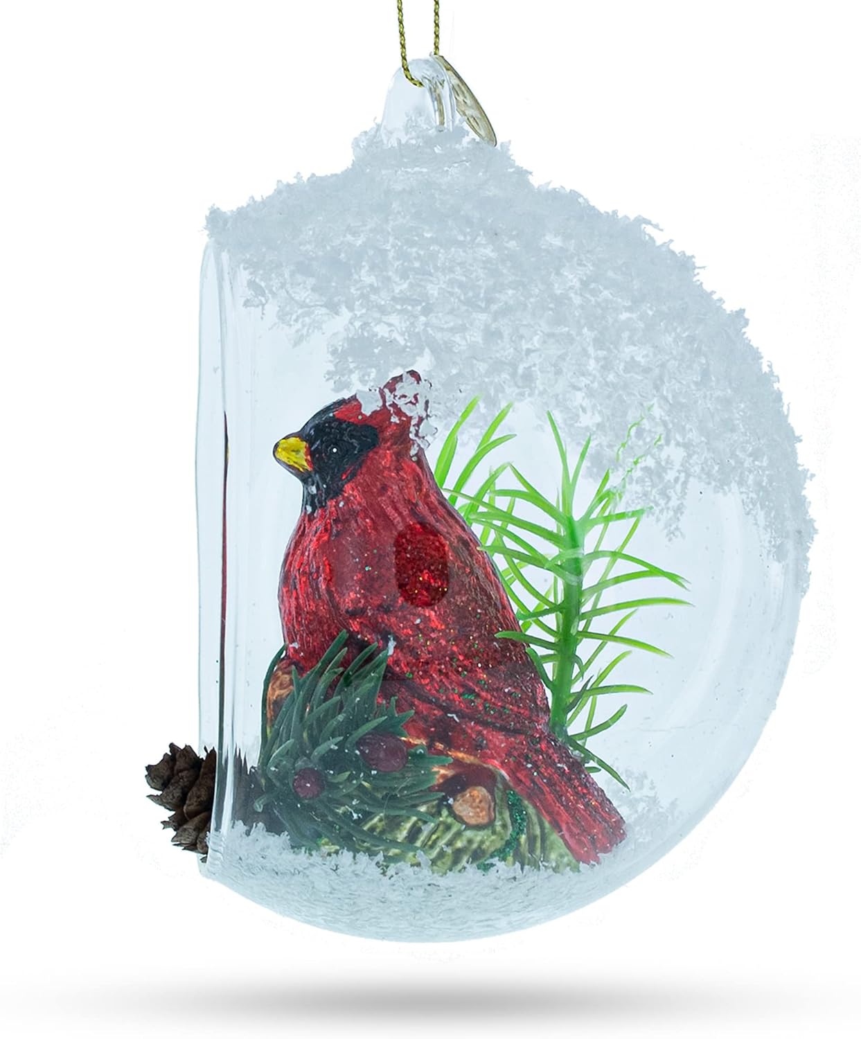 Red Cardinal Bird Encased in Glass Ball Christmas Ornament - Image 7