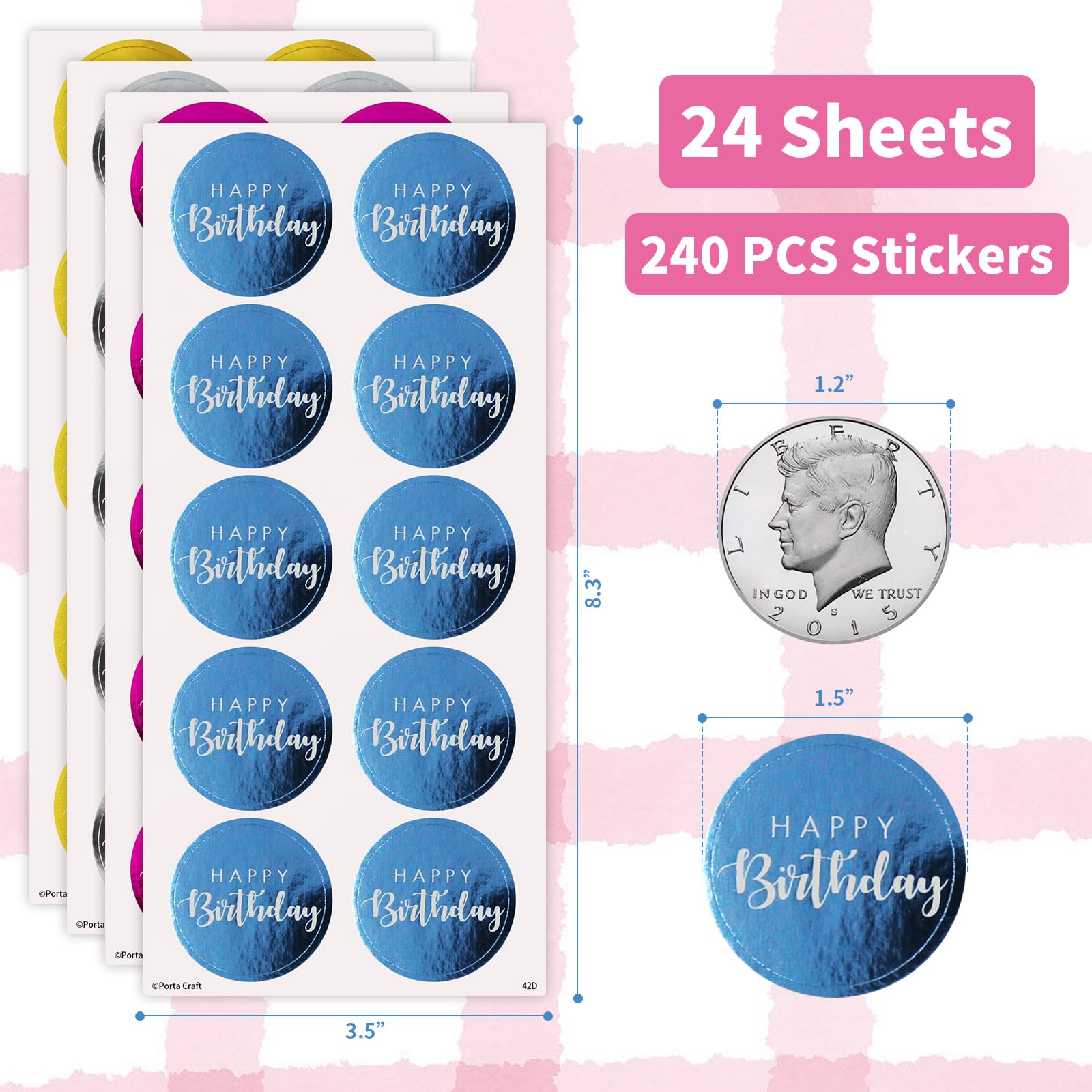 30 Pack Happy Birthday Balloon Envelope Seals - Matte Sticker Party Favors (1.5 Inch)