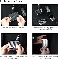 Vista 6 de Juego de pastillas de pedal para Tesla Modelo 3 Modelo Y, accesorios de aluminio de rendimiento antideslizante para el pedal de freno y acelerador