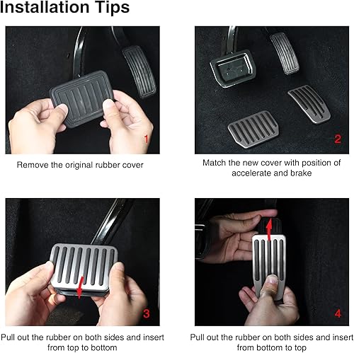 Miniatura 6 de Juego de pastillas de pedal para Tesla Modelo 3 Modelo Y, accesorios de aluminio de rendimiento antideslizante para el pedal de freno y acelerador