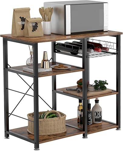 Miniatura 43 de SogesHome Estante de 4 niveles para microondas, estante organizador de almacenamiento de cocina, aperitivo de café para el hogar, cocina, sala de