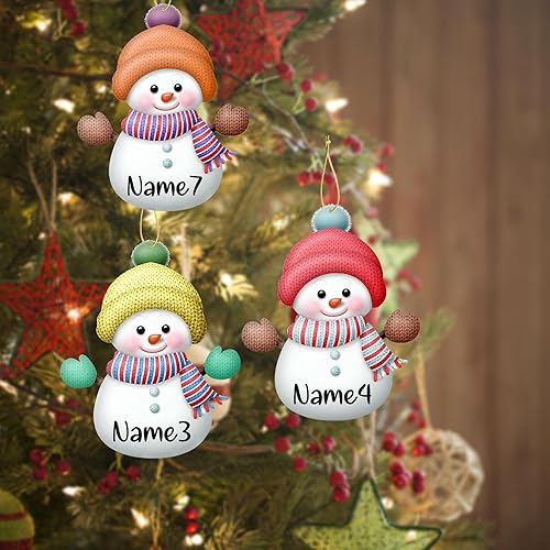 Miniatura 5 de 7 adornos de Navidad personalizados con muñeco de nieve con nombre, adorno personalizado para árbol de Navidad, decoración colgante de árbol de