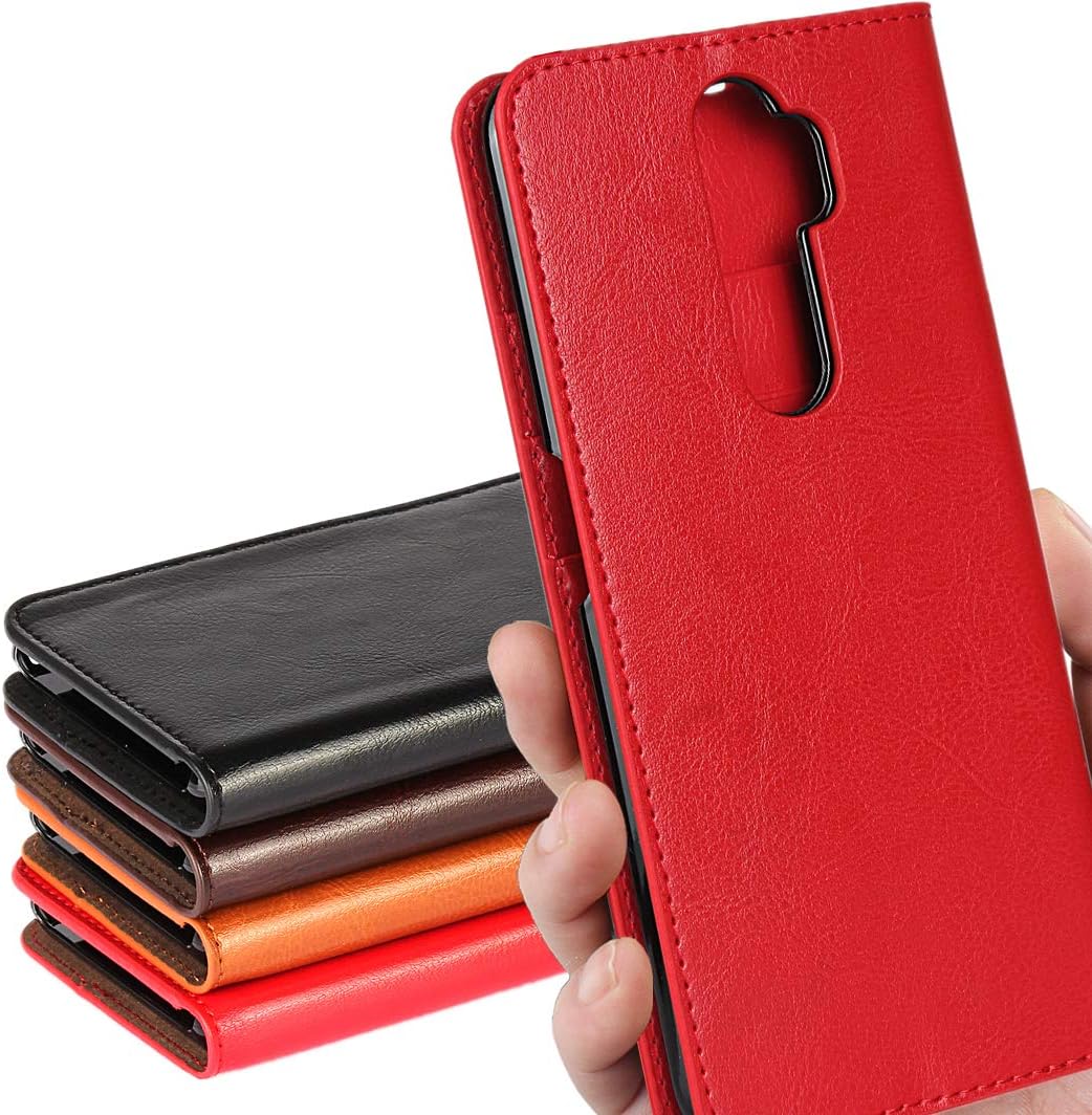 Oppo A5 ケース カバー 携帯カバー オッポ Oppo A5 Simフリー 全対応 スマホケース 手帳型 カバー Case Icovercase シンプル レトロ スタンド機能 手作り 光沢加工 牛革 スマホケース 財布型 携帯カバー カード入れ 耐久性 摩擦耐性 選べる4色 レッド