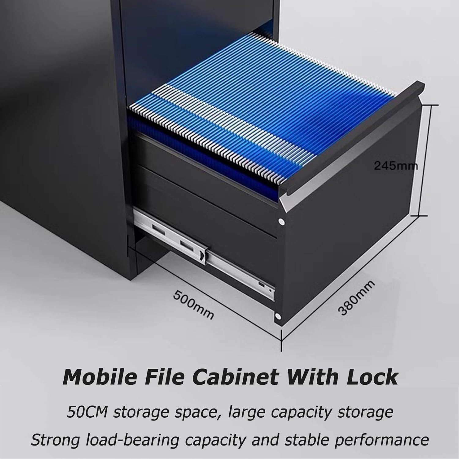 Industrial Style Metal Filing Cabinet with Lockable Tool Chest for Home Office Storage Solution,T-46×62×73cm