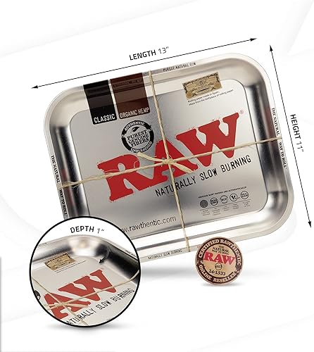 Miniatura 2 de RAW Bandeja enrollable de metal AF  Tamaño pequeño  Parte superior de cromo pulido  Revestimiento transparente resistente al óxido y al desgaste