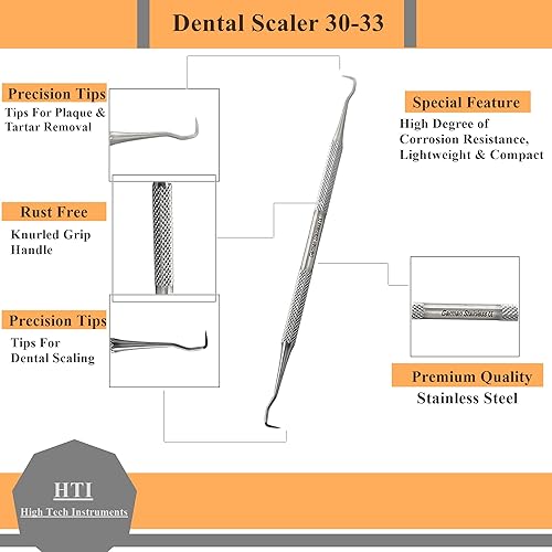 Miniatura 2 de 6 escaladores dentales de hoz sondas de doble punta para limpieza profesional de dientes placa de cálculo y removedor de sarro hecho de acero