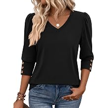 Zeagoo Womens 3/4 Sleeve V Neck T Shirts Dressy Casual Tops