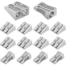 12 Pack Pencil Sharpener 8 Pcs Handheld Double Hole Pencil Sharpener and 4 Pcs Single Hole Manual Sharpeners Silver Metal Manual Pencils Sharpeners for Graphite Colored Pencils