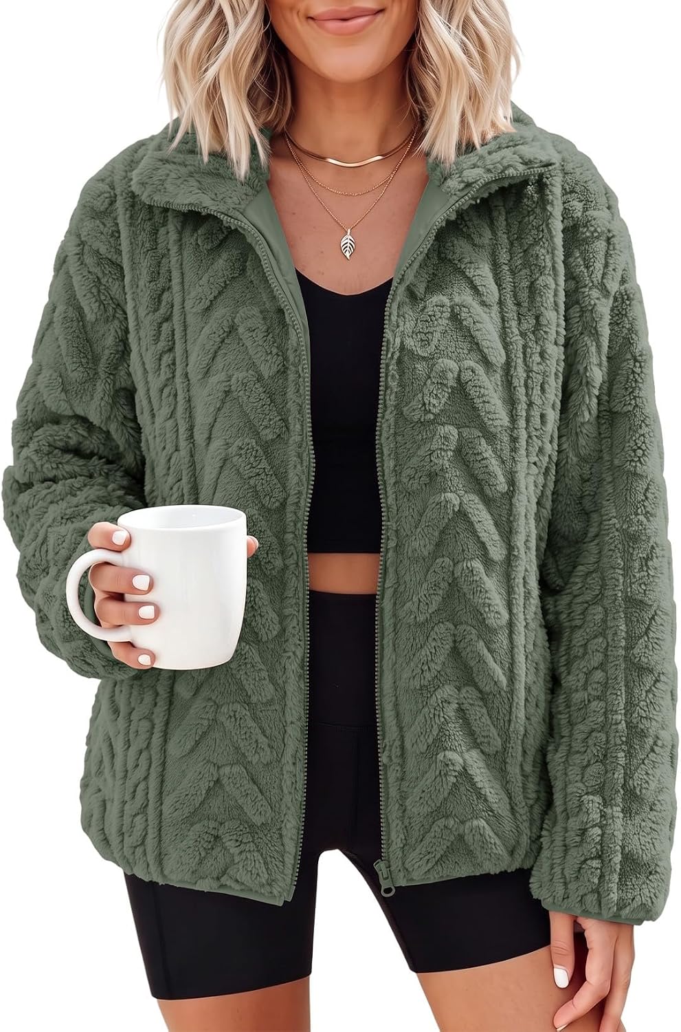 Dokotoo Winter Fleece Jacket for Women 2026 Zipper Casual Coat with Pockets