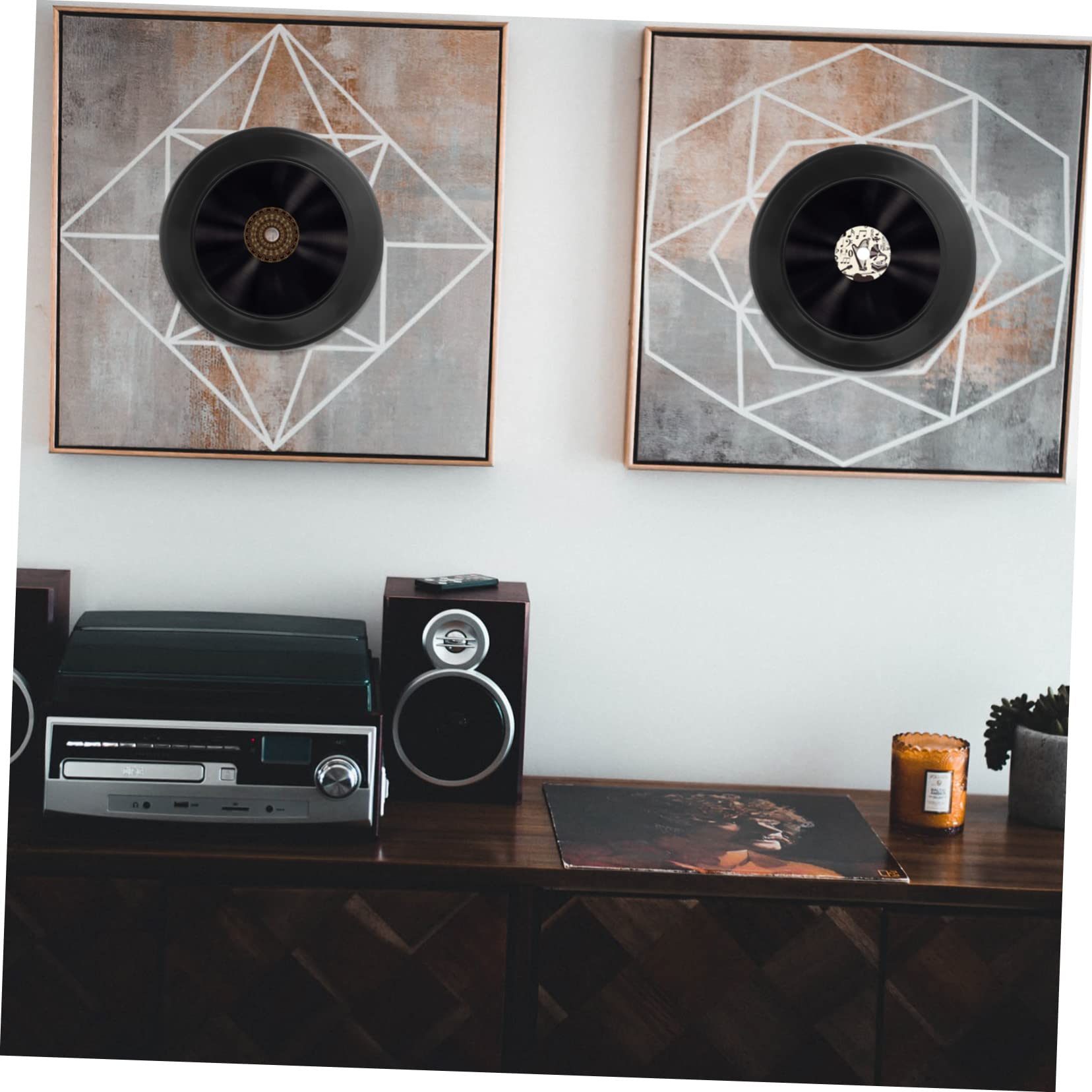 IMIKEYA 12pezzi Dischi in Vinile Decorativi Neri, Decorazioni Parete Artistiche in Stile Retrò per Arredamento Interno di Bar e Caffè