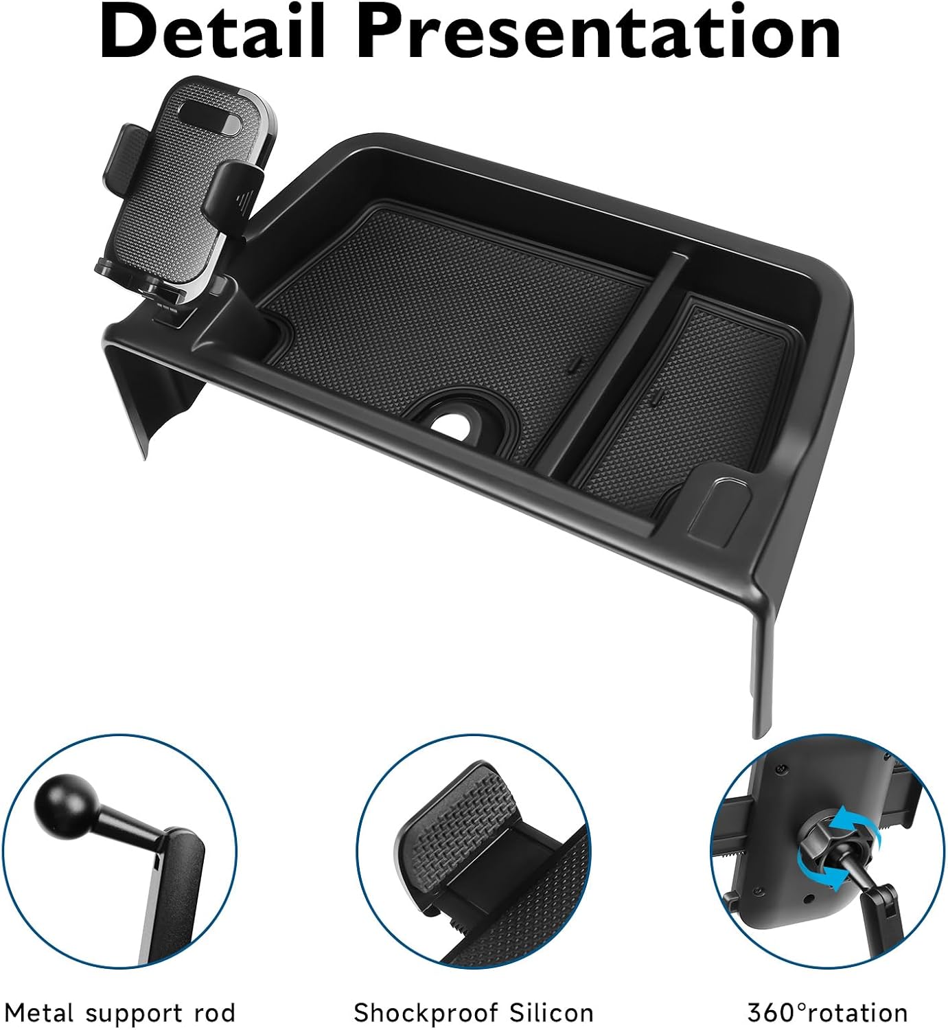 BlBLOZ Dashboard Organizer for Toyota Grand Highlander 2024 2025 2026 Accessories Center Console Dashboard Behind-Screen Storage Box Tray Phone Holder Mount