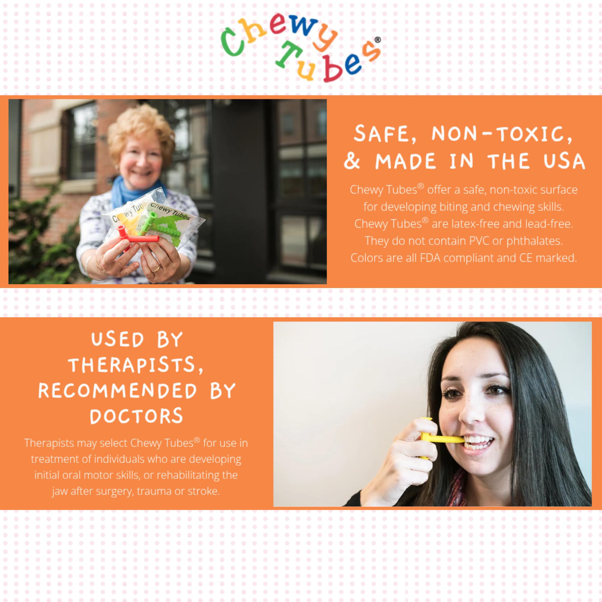 Chewy Tubes - Outil à mâcher à moteur oral, sûr, non toxique, sans latex et sans phtalate, rouge