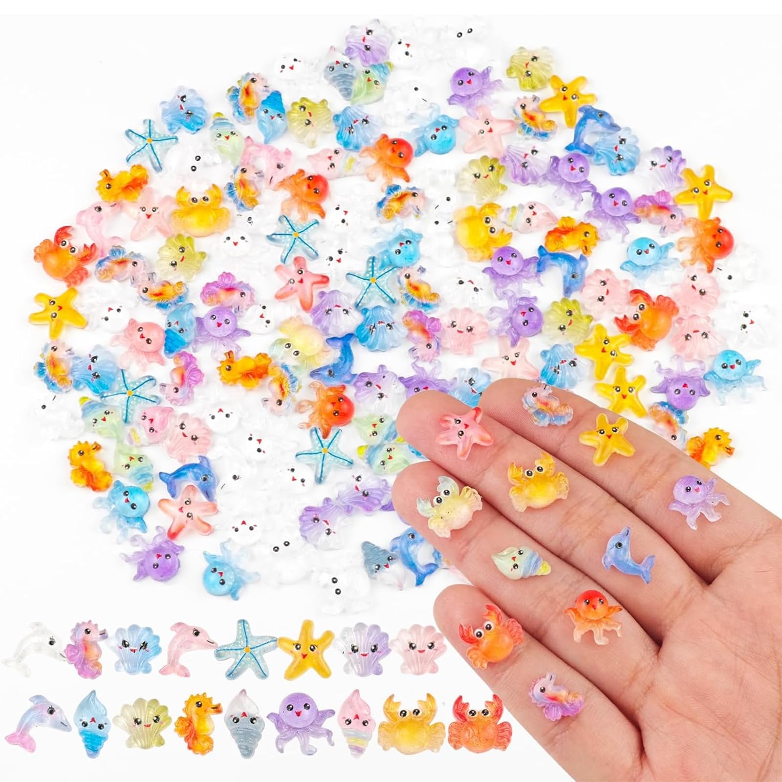 exylosluxek Mini Resin Animals Mixed, Sea Animals, 200 Pack Decorative Ocean Ornaments for Home Decor and Crafts — image 1