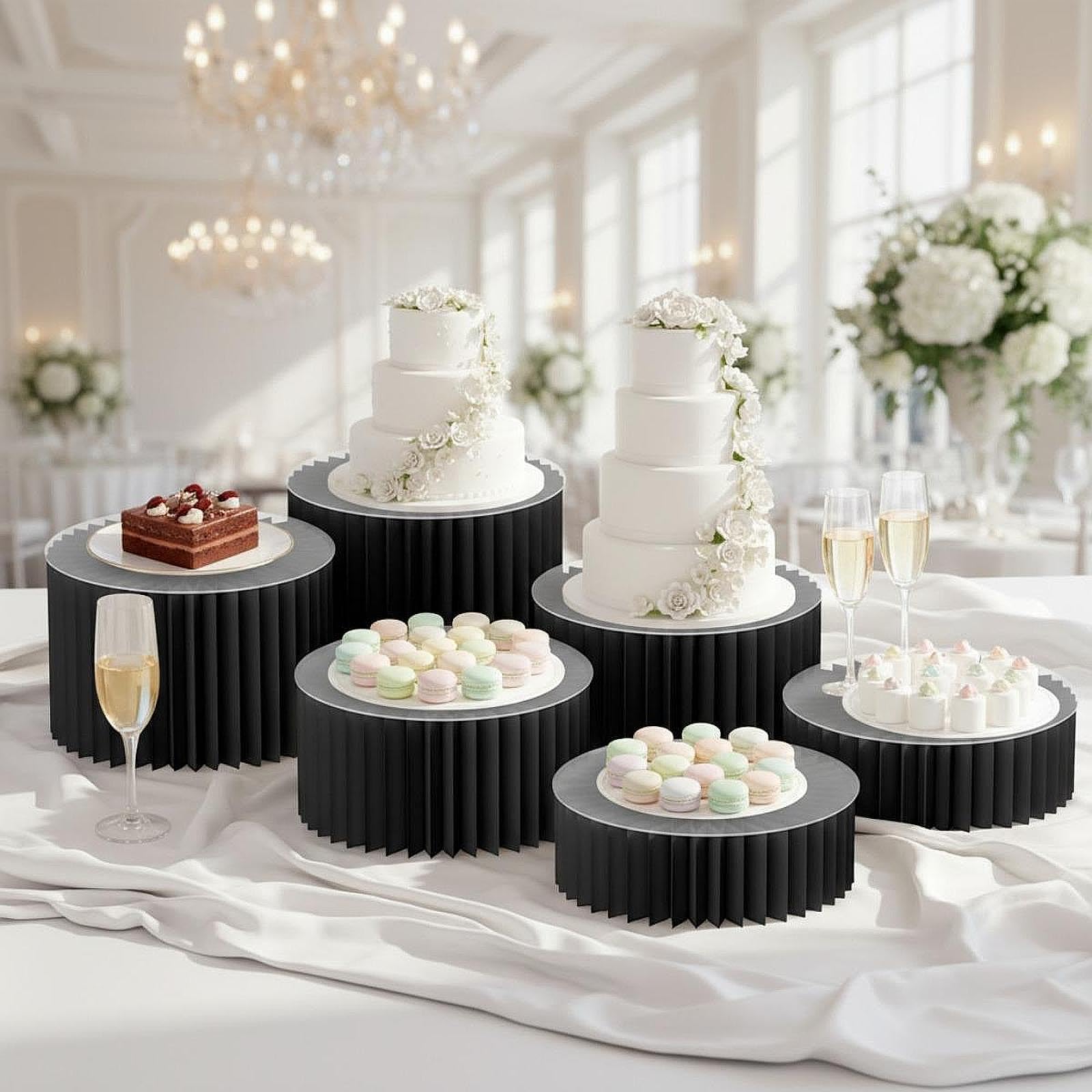 6 Alzatine per Cupcake da Buffet, Supporti per Torte, Cibo Decorativo per Eventi di Anniversario, Catering, Cupcake E Dolci, Nero