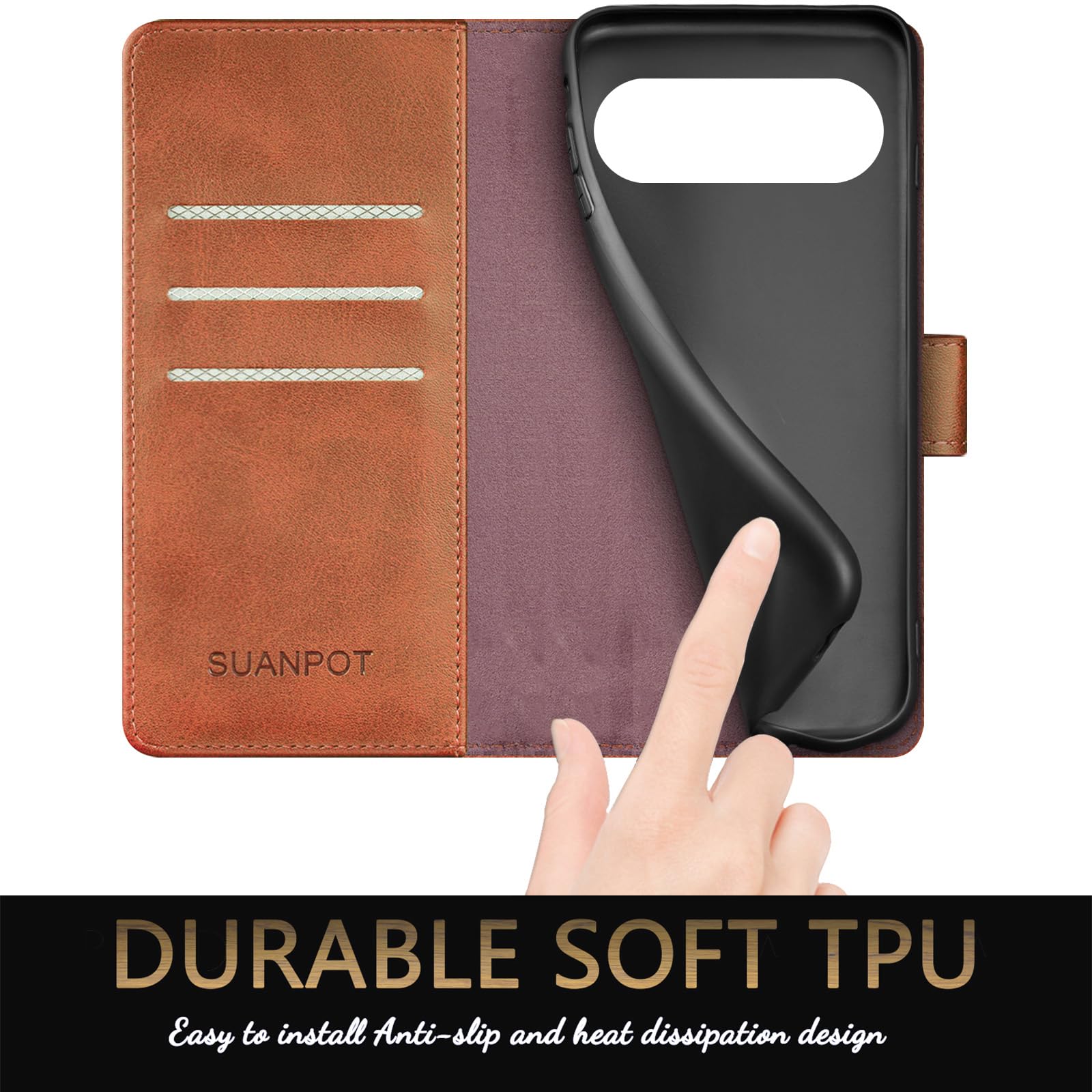 TORRO Custodia in pelle compatibile con Google Pixel 10 Pro XL 6,8 2025 – Custodia a portafoglio in pelle premium con supporto e scomparti per carte (Nero con dettagli rossi TORRO Custodia in pelle compatibile con Google Pixel 10 Pro XL 6,8 2025 – Custodia a portafoglio in pelle premium con supporto e scomparti per carte (Nero con dettagli rossi
