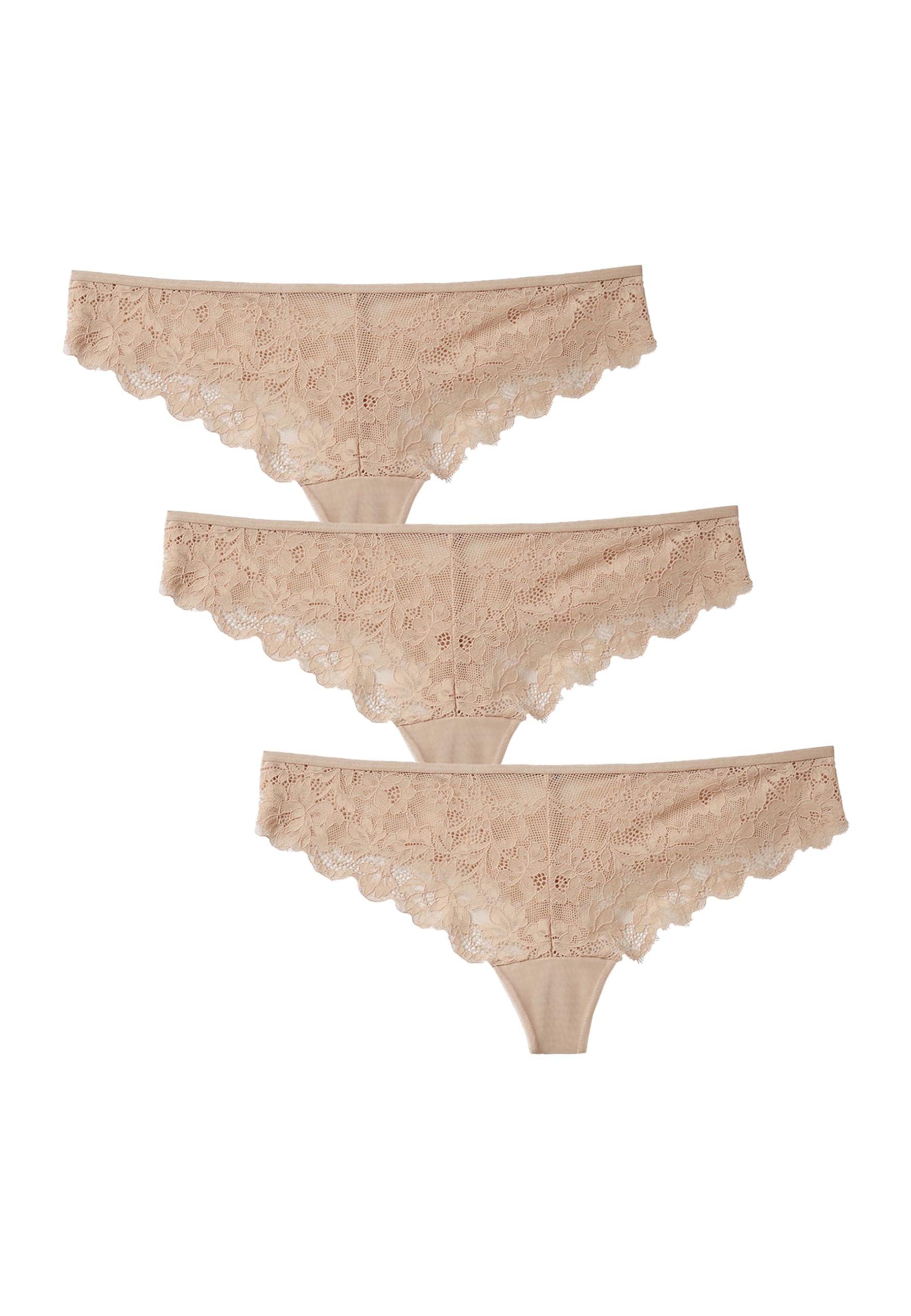 Lovable Perizoma in Pizzo Elasticizzato - Comfort e Seduzione - Confezione 3 Pezzi So Lacy Panties Donna, Skin 5 - XL