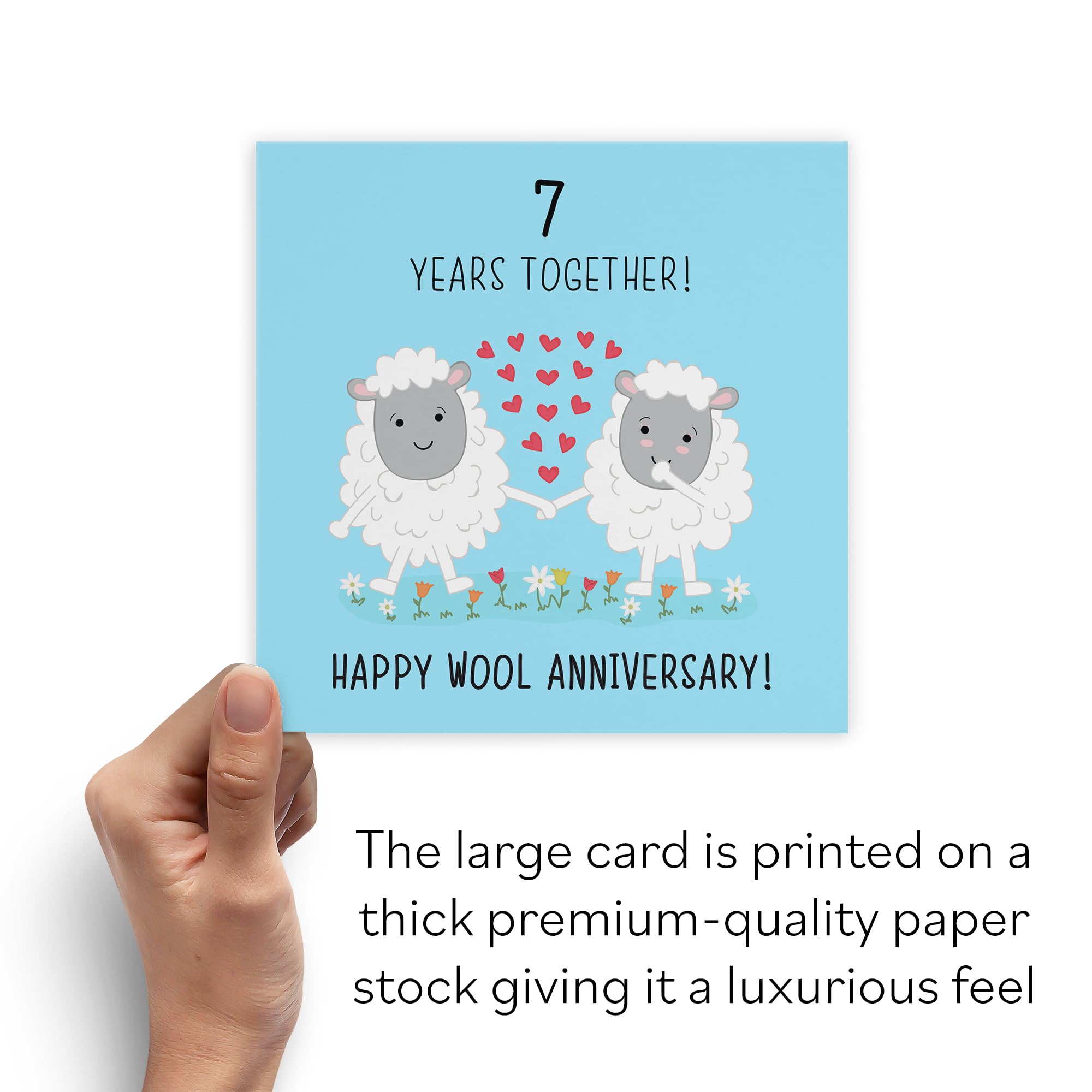 Hunts England, Large 7th Wedding Anniversary Card, Wool Anniversary, Iconic Collection, Large, 210 x 210 mm - Image 3