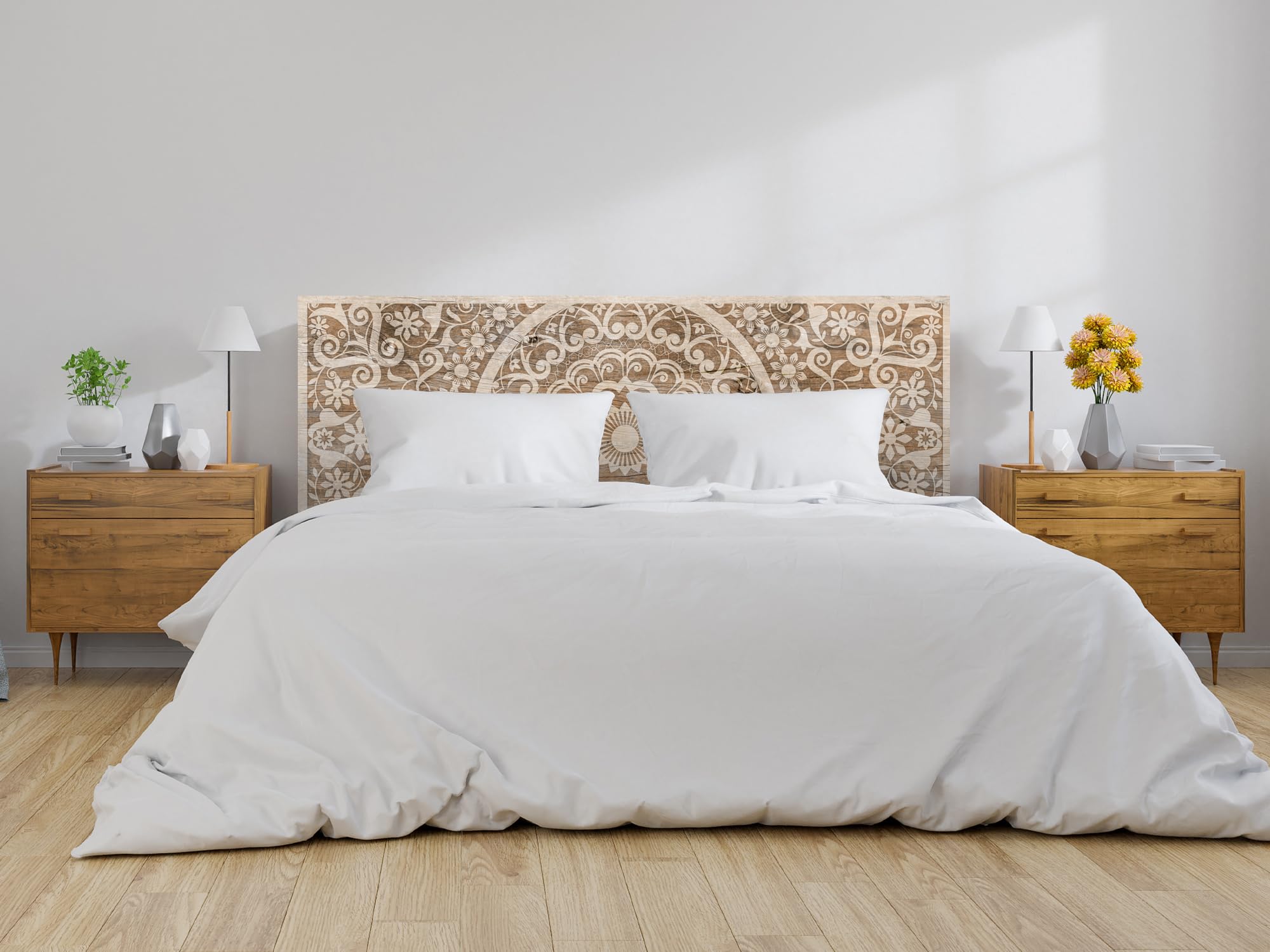 Oedim Cabecero Cama PVC Madera Mandala_H131 | Disponible en Varias Medidas | Cabecero Ligero, Elegante, Resistente y Económico (Madera Clara Mandala_H131, 200x60cm)