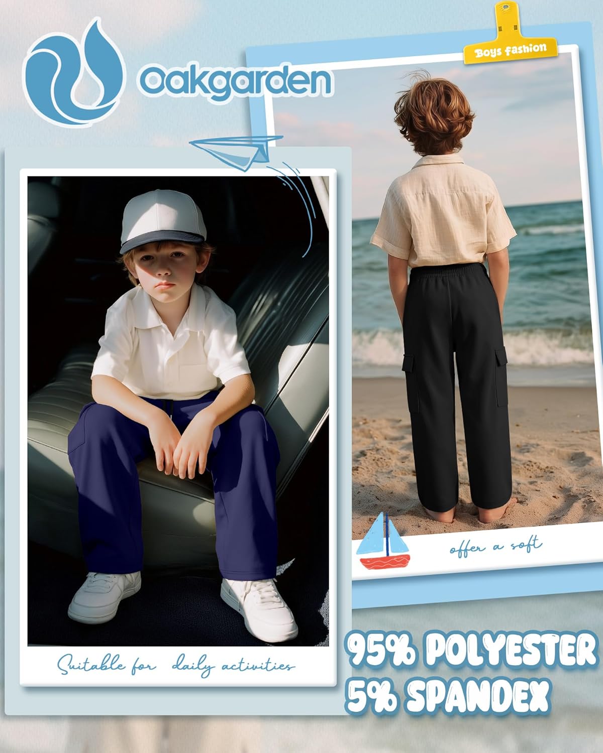 4 Pack Boys Cargo Sweatpants Athletic Straight Leg Pants Kids Lightweight Open Bottom Joggers Drawstring Pockets - Image 5