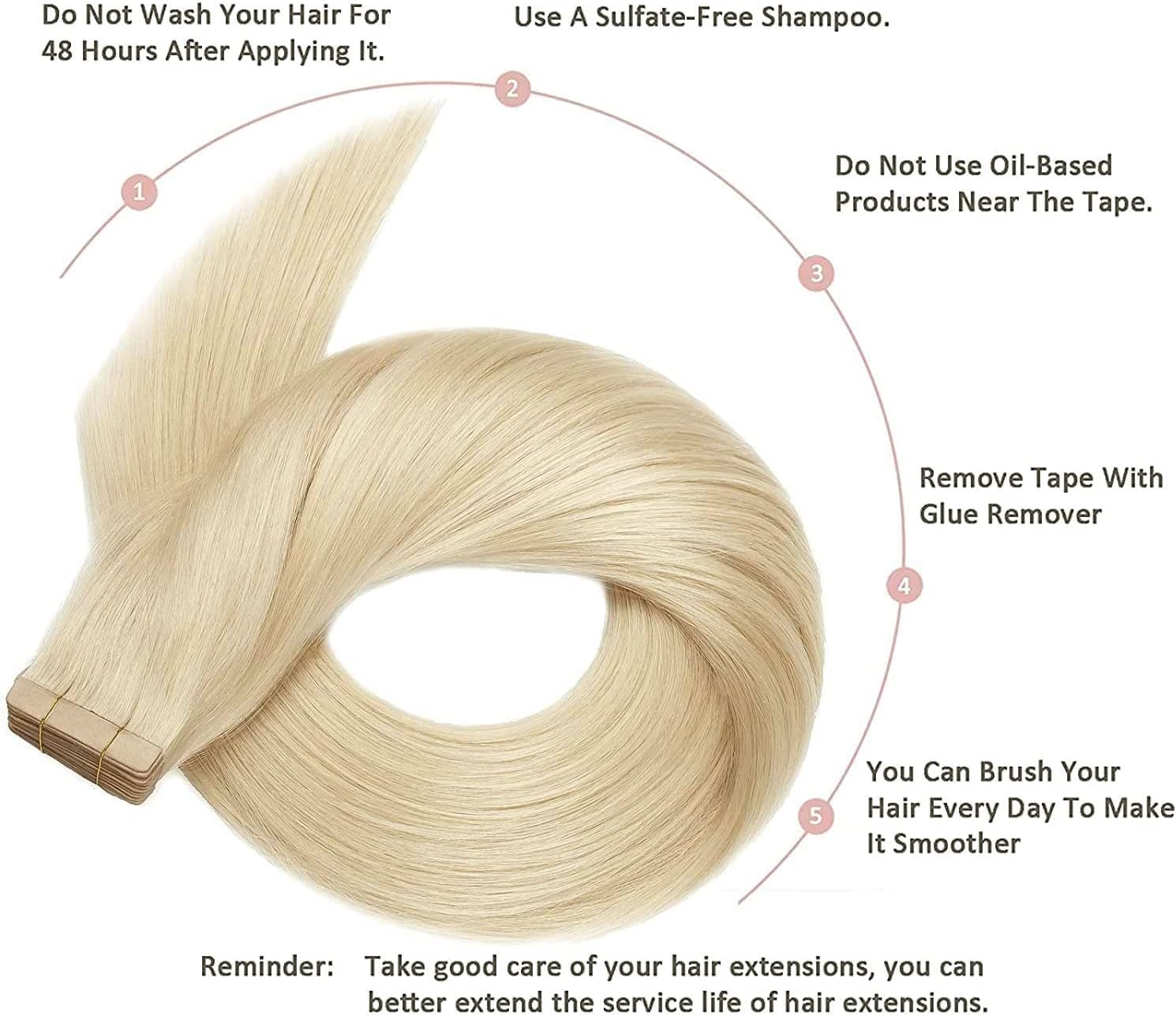Hotlulana Extension Capelli Veri Biadesivo Biondo Platino(#60) Extension Capelli Veri 18Pollici 20pcs 45cm 40g Invisible Extension Biadesive Capelli Veri Remy Skin Weft Tape in Hair Extensions.