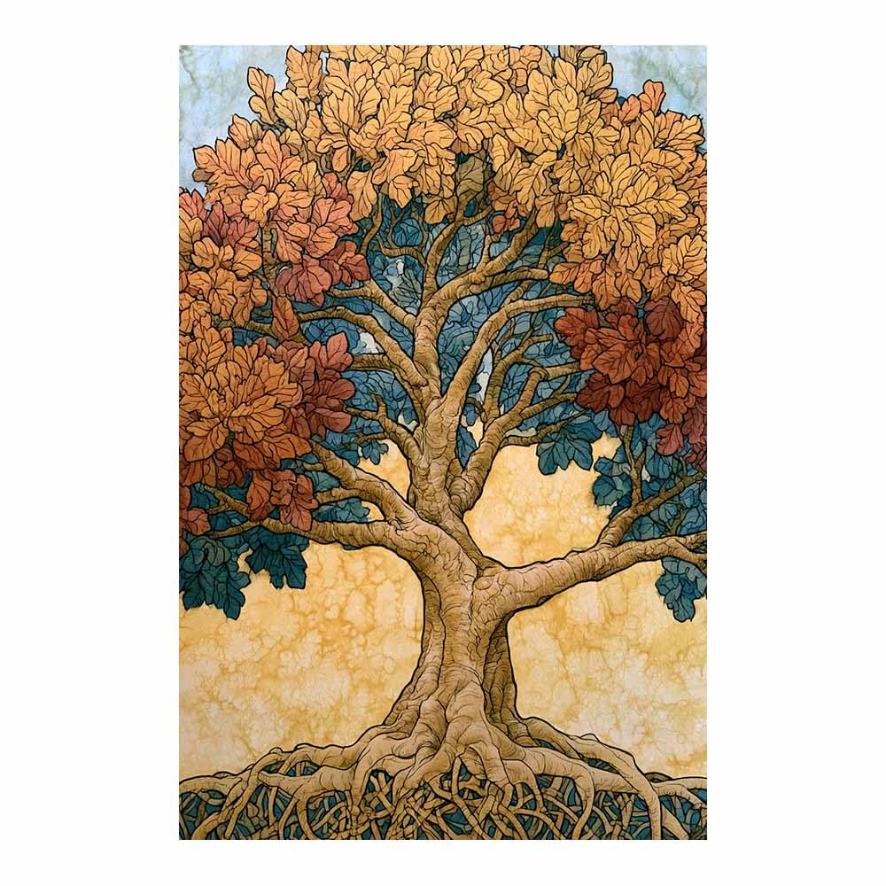 DMZPKZB Tree Of Life Large Wall Art Blues warm glow tree Colorful Canvas Art Prints,Abstract Painting,Scenery Wall Decor,For Gallery,Bedroom,Living Room And Hotel(Multicolor)-50x70cm Unframed