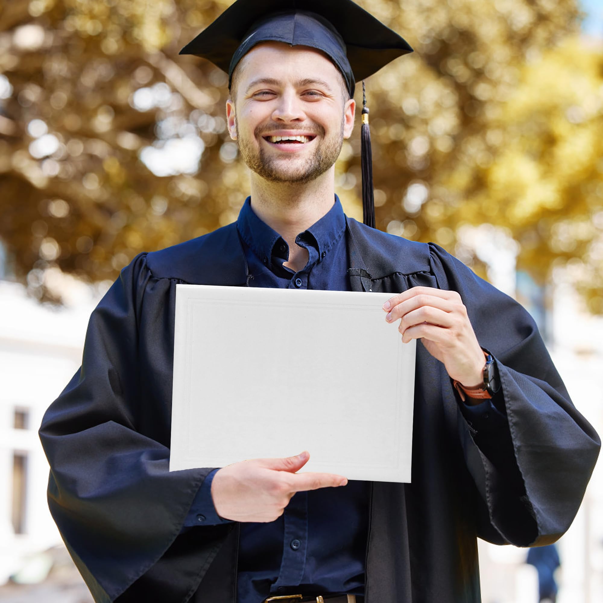 GraduatePro Couverture de diplôme 8,5 x 11 en cuir lisse blanc