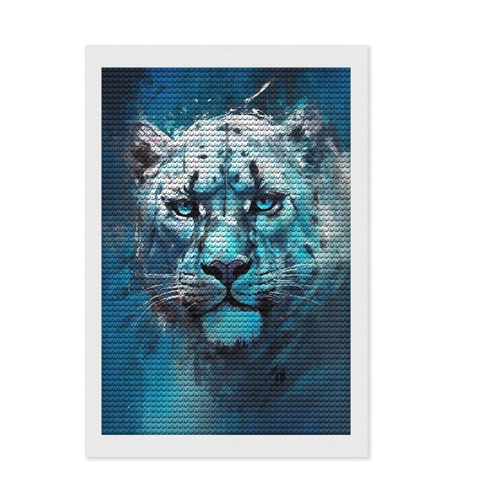 Junmoney Snow Leopard Gaze Round Drill Diamond Painting 8"x12", Christmas Gift, Boho Decor, Aesthetic Room Decor, Relaxing Handmade Project
