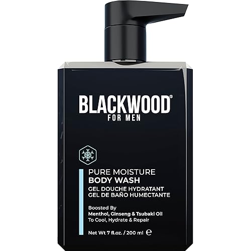 Blackwood For Men Pure Moisture Body Wash con bomba  Gel natural para hombre  Sin sulfatos para pieles secas y sensibles  Ginseng  mentol