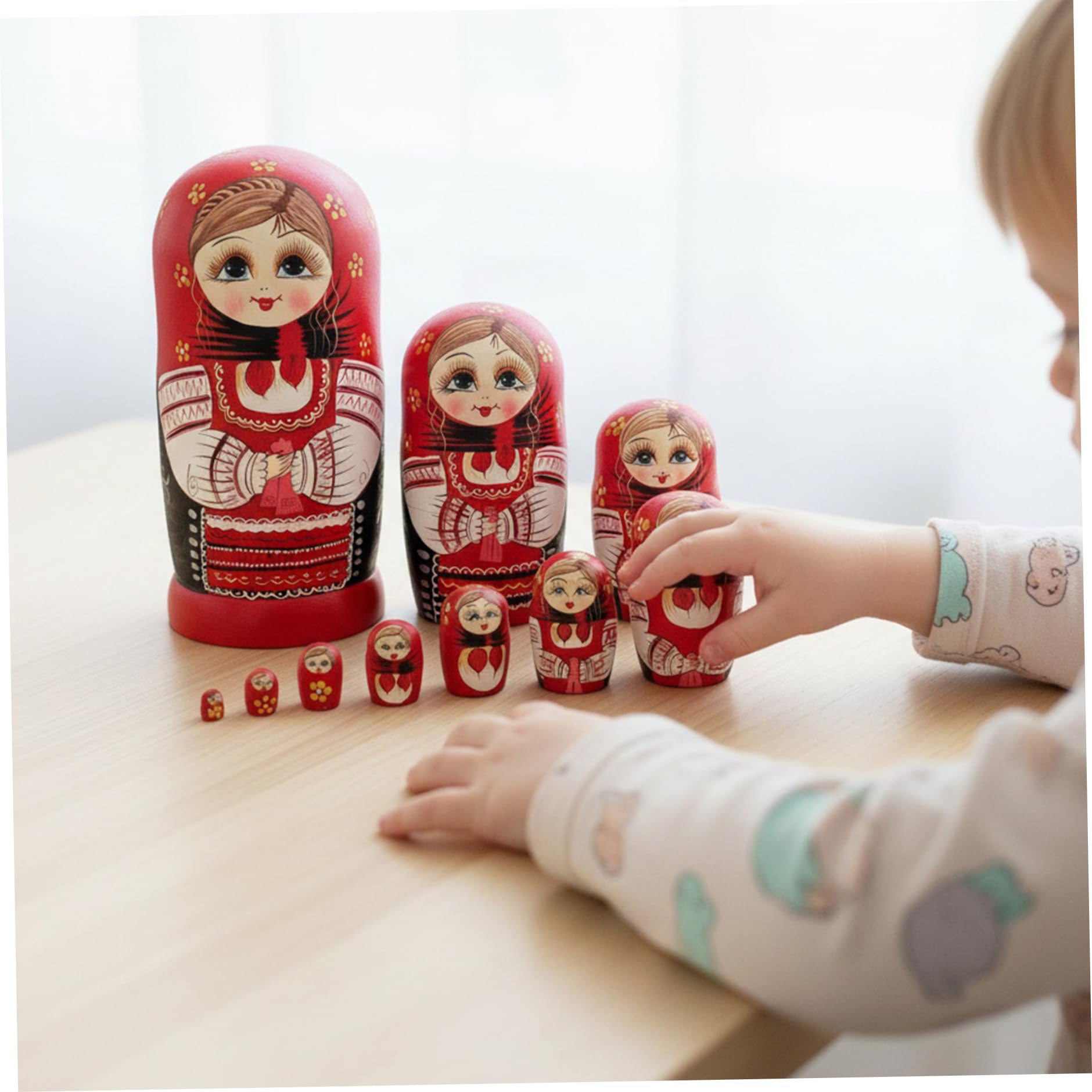 Poupées gigognes 10 pièces empilables en Bois coloré Amusant poupées Russes pour Enfants Adultes Anniversaire Vacances de noël