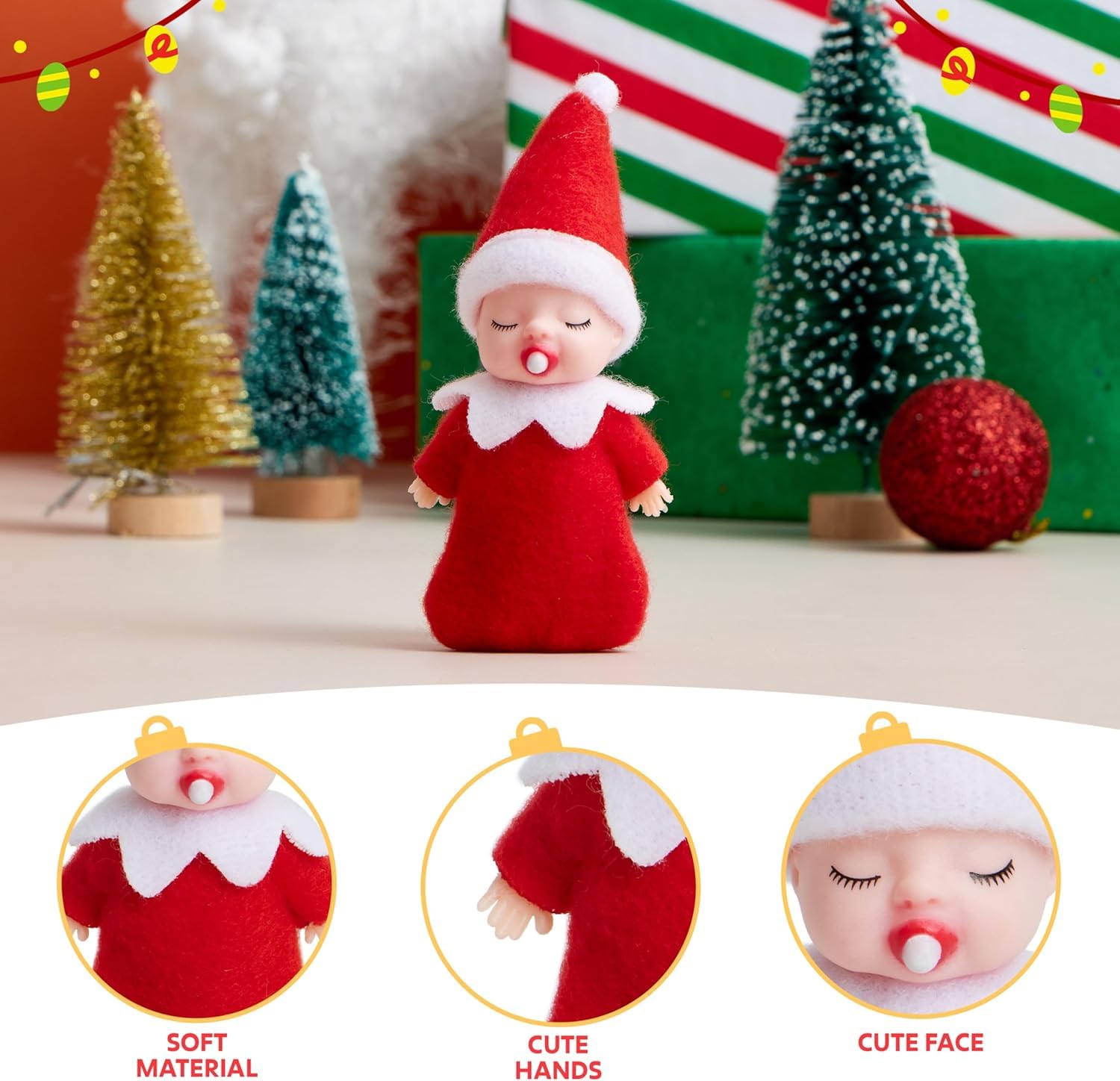 2 Pcs Bébé Elfe De Noël Pour Enfant,Mini Lutin Farceur Bebe Jumeaux, Elfe Accessoire De Tradition Pour Noel - Maison