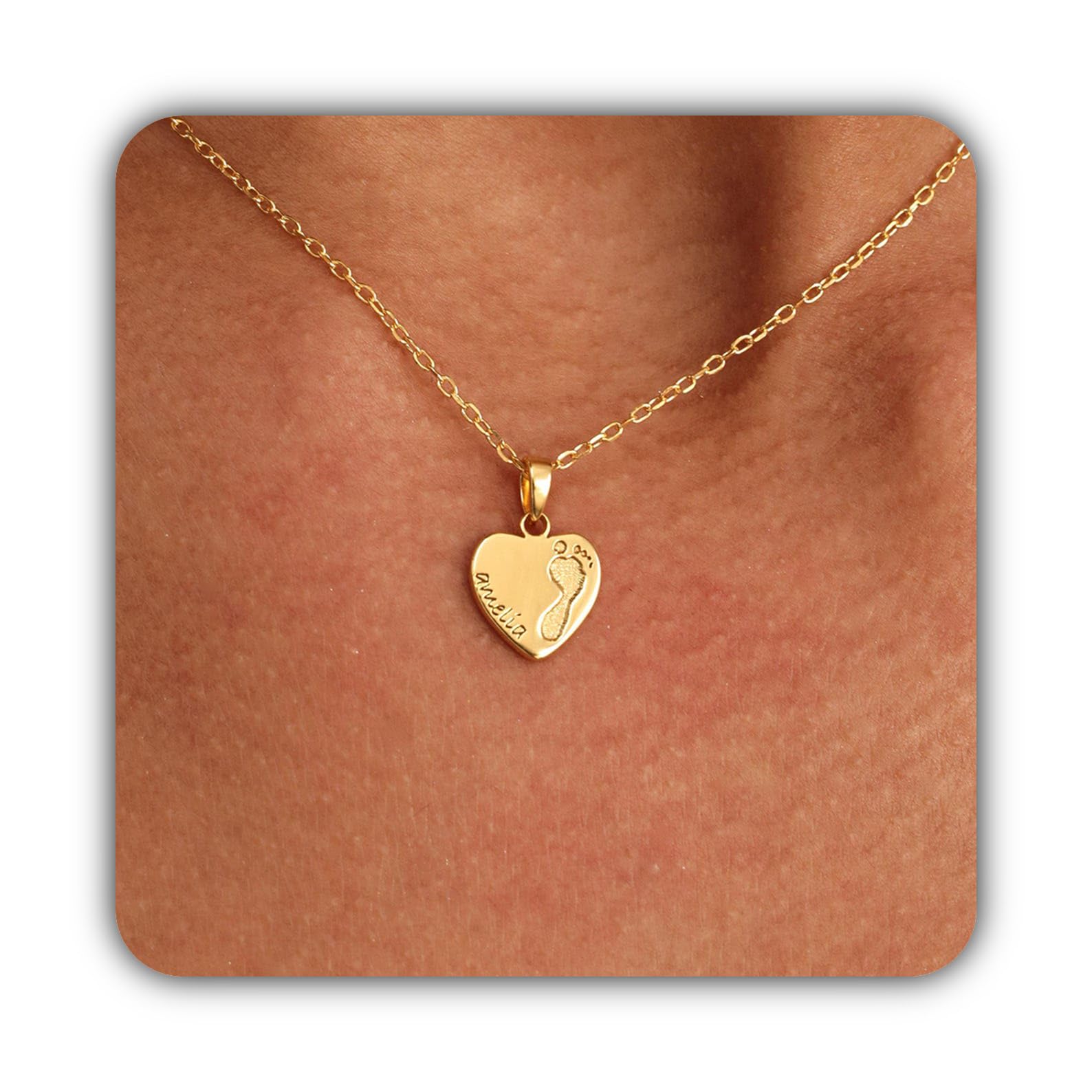 bebé huella del pie Collar plata de ley 925 real huella de la mano corazón colgante colgante bebés fiesta prenatal hechos a mano
