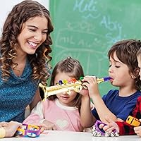 Vista 6 de Amylove Juego de 2 trompeta y clarinete de juguete para niños pequeños, instrumentos de plástico, juguete de música falsa, juguetes educativos