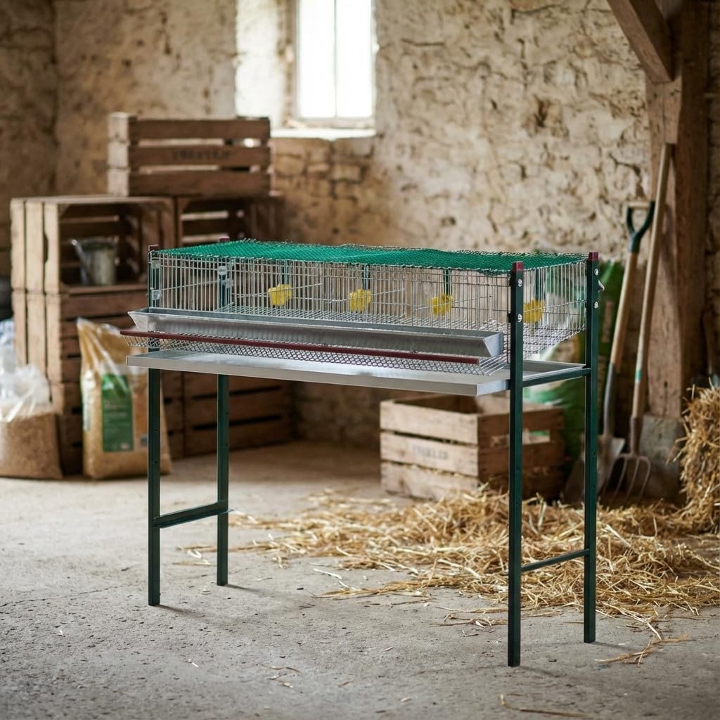 Suinga Jaula para pájaros galvanizada 4 departamentos, con comederos y bebederos, 105x47x90 cm