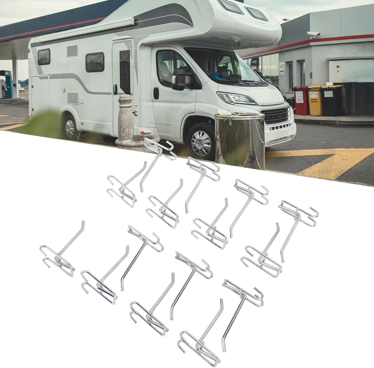 Pilipane Gridwall Peg Hooks Panel Display Hooks Gridwall Hooks Gridwall Display Hooks for Retail Shop Garages Workshops Stainless Steel 15pcs