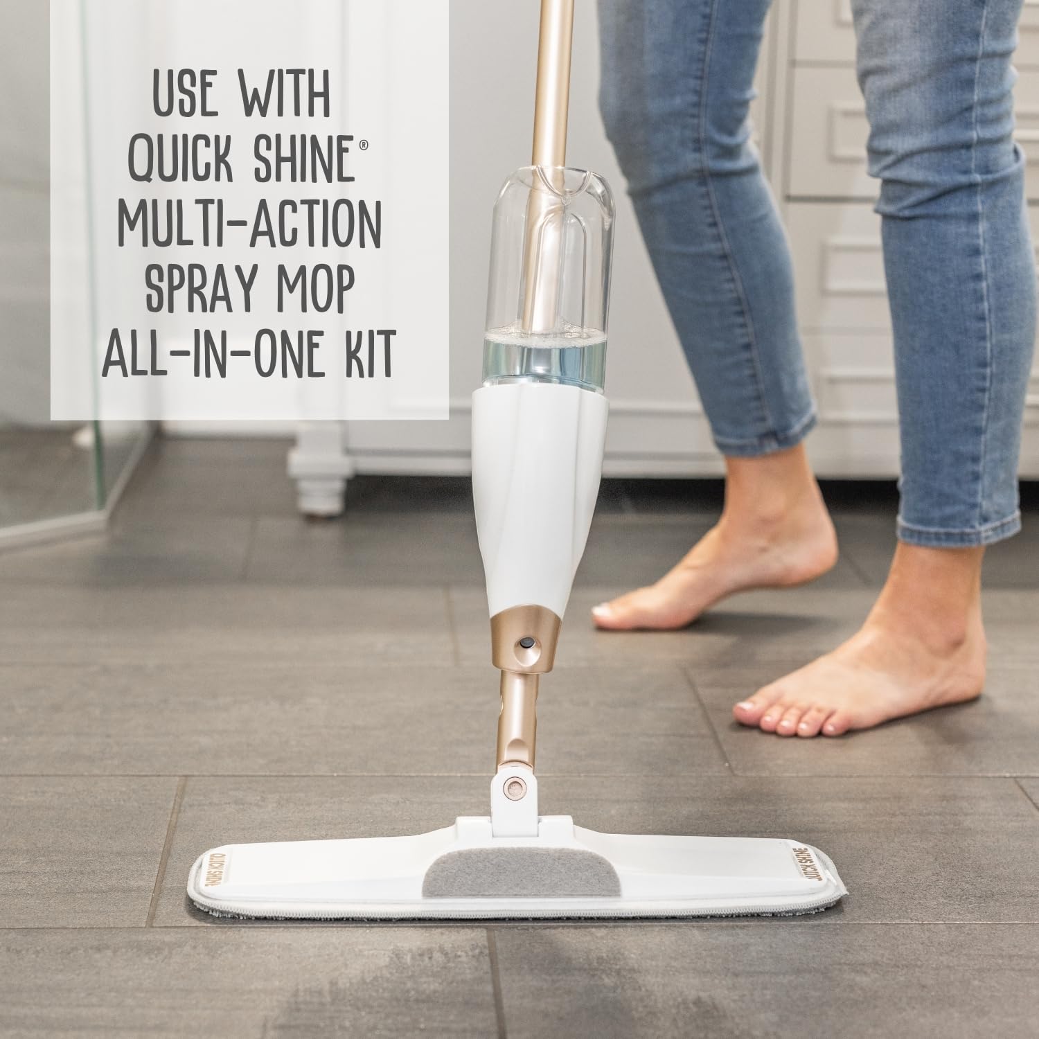 Quick Shine Limpiador de suelos para mascotas a base de plantas, 27 onzas, listo para usar, elimina la suciedad, sin rayas, sin enjuague, madera dura, laminado, tablón de vinilo de lujo LVT y