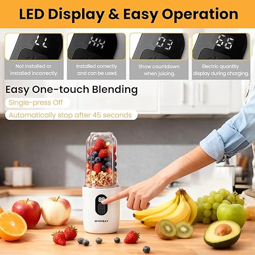 Miniatura 5 de Portable Blender, Personal Blender for Shakes and Smoothies, Portable Juicer with 16 Blades, Small Mini Juicer with Extra Handle Lid for Travel,
