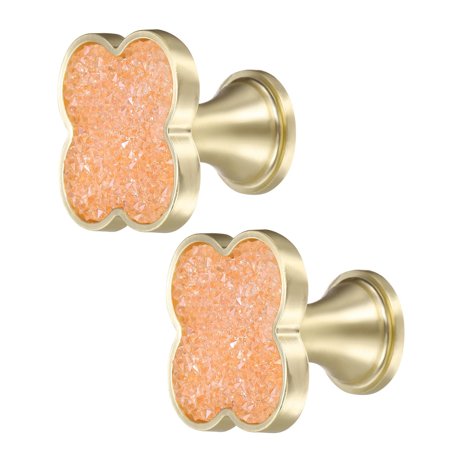 sourcing map 2Pcs Drawer Knobs, Zinc Alloy Decorative Four-Leaf Pull Handles with Screws for Furniture Dresser Wardrobe Cupboard, Crystal Brown