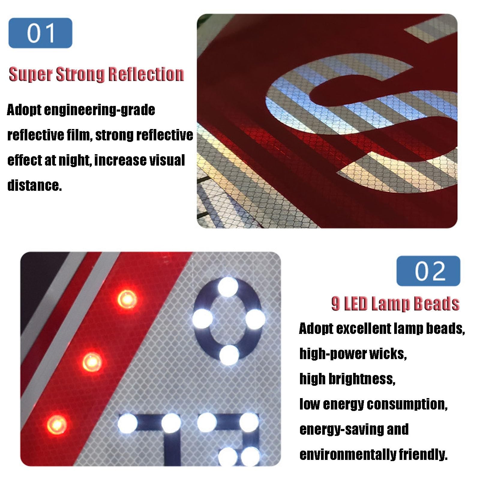 Señal de ceder el Paso de Aluminio con energía Solar de 28 Pulgadas, señal de Paso Triangular Intermitente LED Señales de Advertencia de Cruce de Carreteras, para Calles, muelles