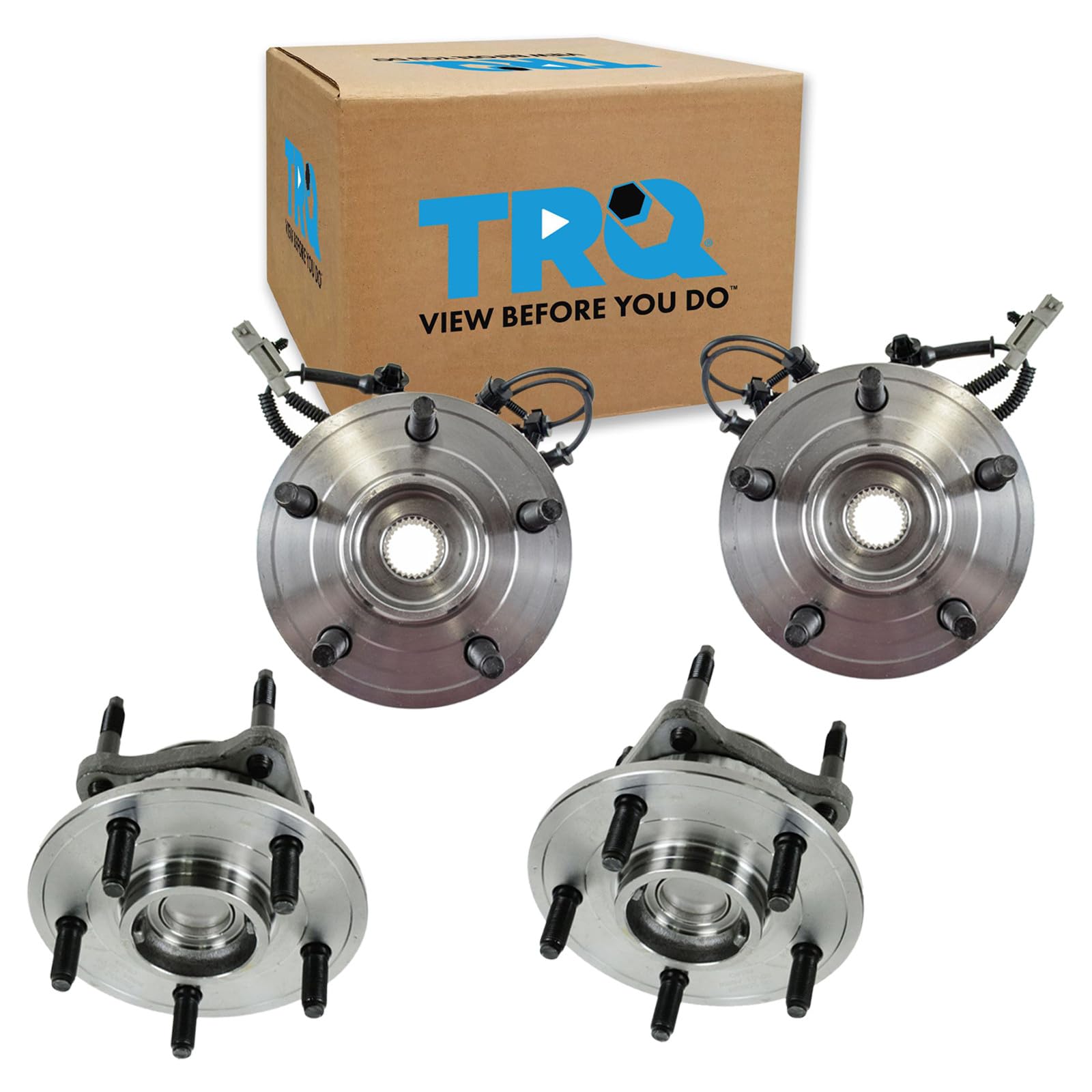 TRQ Front and Rear Wheel Bearing and Hub Assembly Set 4 Piece