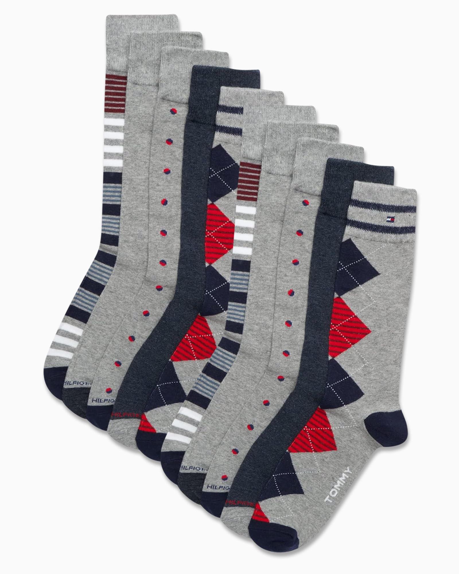 Tommy Hilfiger Calcetines casuales de mezcla de algodón suave para hombre, paquete de 10