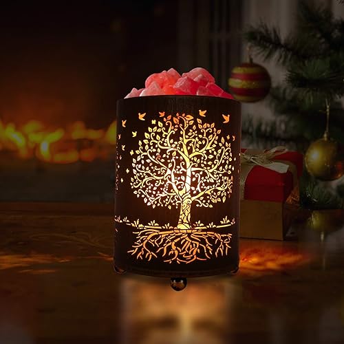 Miniatura 3 de Lámparas de sal de luz nocturna, lámpara de sal del Himalaya con interruptor de atenuación, lámpara de cesta de sal del árbol de la vida, lámpara de
