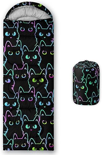 Miniatura 8 de BailiPromise Saco de dormir para camping, 3 estaciones, clima cálido y fresco, ligero, saco de dormir impermeable para adultos y niños, viajes y al