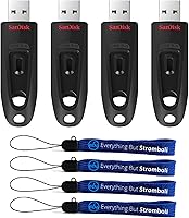 Vista 1 de SanDisk Ultra USB 3.0 - Paquete de 4 unidades de 64 GB con (4) cordones Everything But Stromboli
