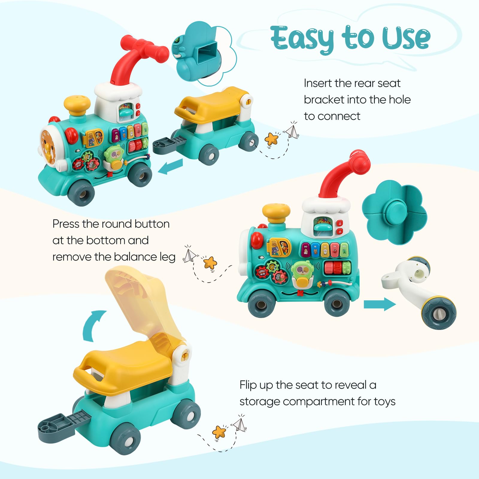 Andadores para Bebes, Andador 5 en 1 con Velocidad Ajustable, Multifunción Andadera para Bebe con Juguetes Montessori y Música, Regalo para Niños y Niñas para Bebés Mayores de 6 Meses