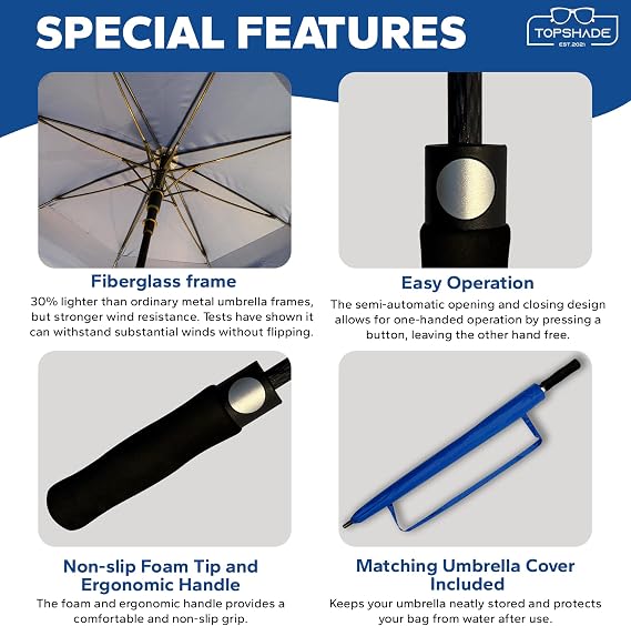 TopShade Golf Umbrella 54/62/68 inch, Double Canopy, Automatic Open