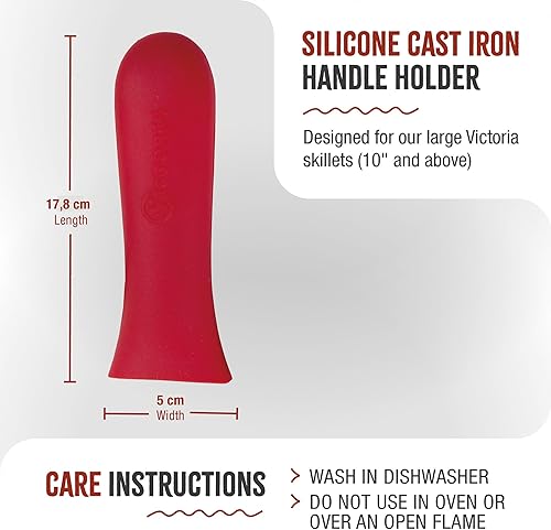 Miniatura 9 de Victoria Cubierta de silicona de hierro fundido para sartenes de 6.5 y 8 pulgadas, pequeña, color rojo